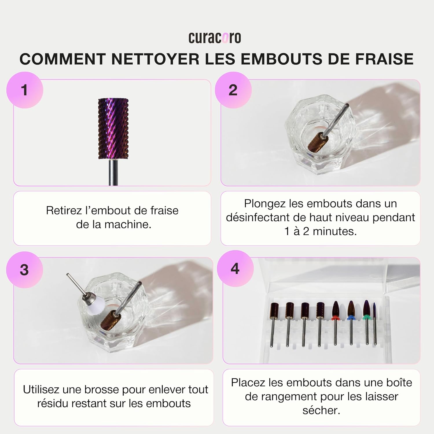Thumbnail 6 de Curacoro Embouts de ponceuse 3/32'' en carbure — forme L et grain moyen pour finition d’ongles en gel ou acrylique