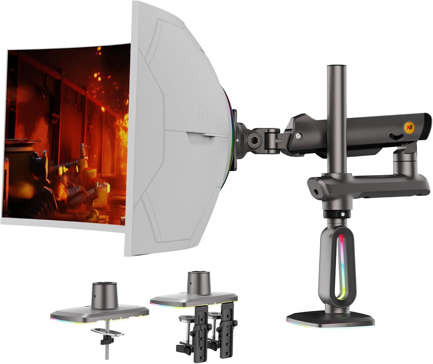 Detalle de NB Ergonomic Pesante Braccio per Schermo UltraWide fino a 60" – Supporto monitor robusto, VESA 75×75/100×100, fino a 20 kg