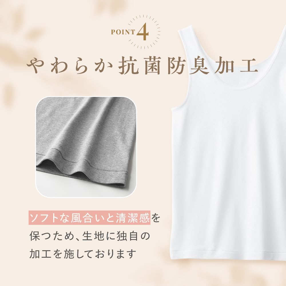 Detalle 2 de GUNZE BASIC GM00543 レディース綿100%タンクトップ 3枚組・抗菌防臭加工