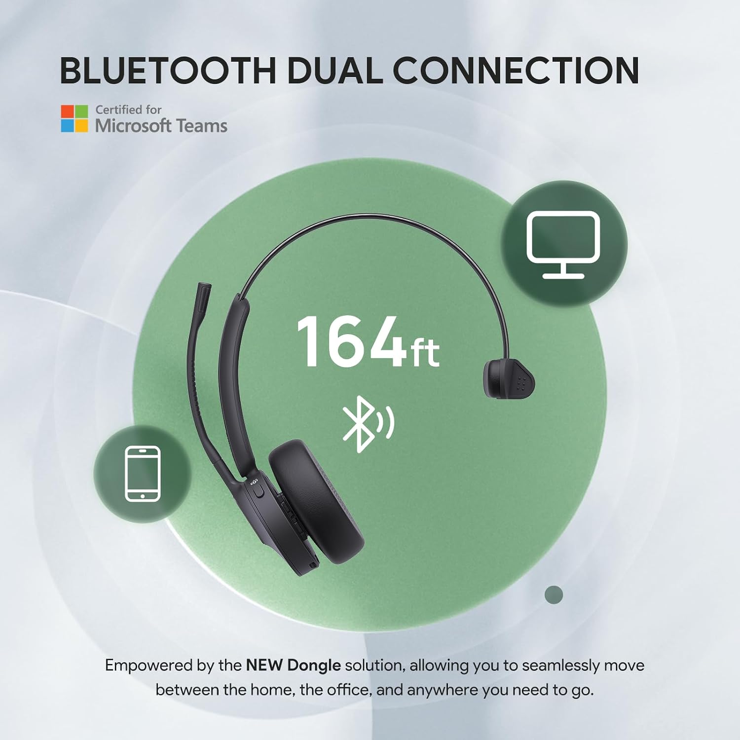 Detalle 2 de Yealink BH70 Mono Teams Wireless Bluetooth Headset with ANC, 35-Hour Talk Time