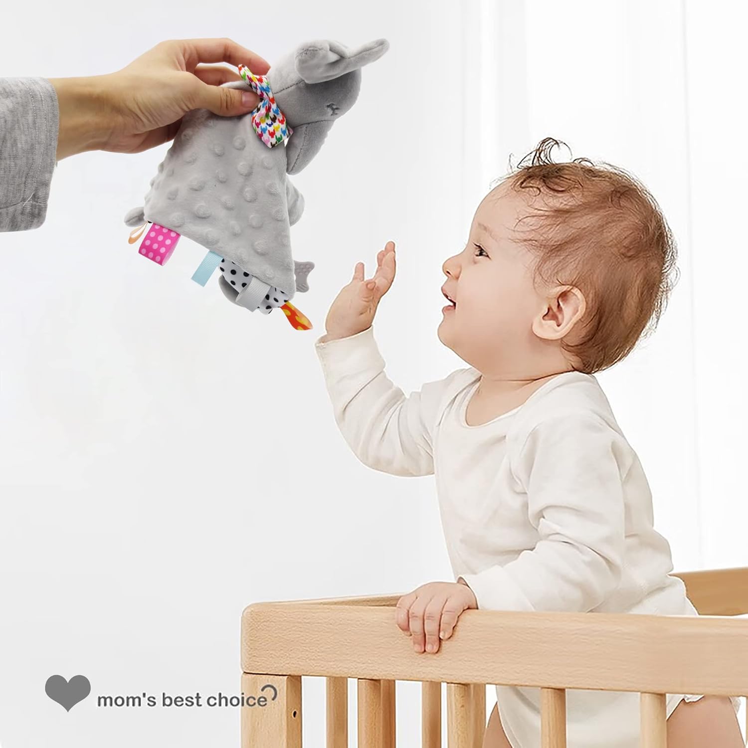 Thumbnail 1 de UNMOT Baby Comforters Blanket – grey elephant newborn soft touch comforter with taggies teether