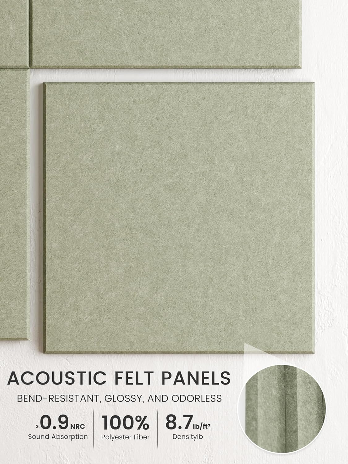 Thumbnail 2 de Bumusty Large Felt Notice Board (48" x 36") with 12 Tiles & 70 Removable Tabs – Sage