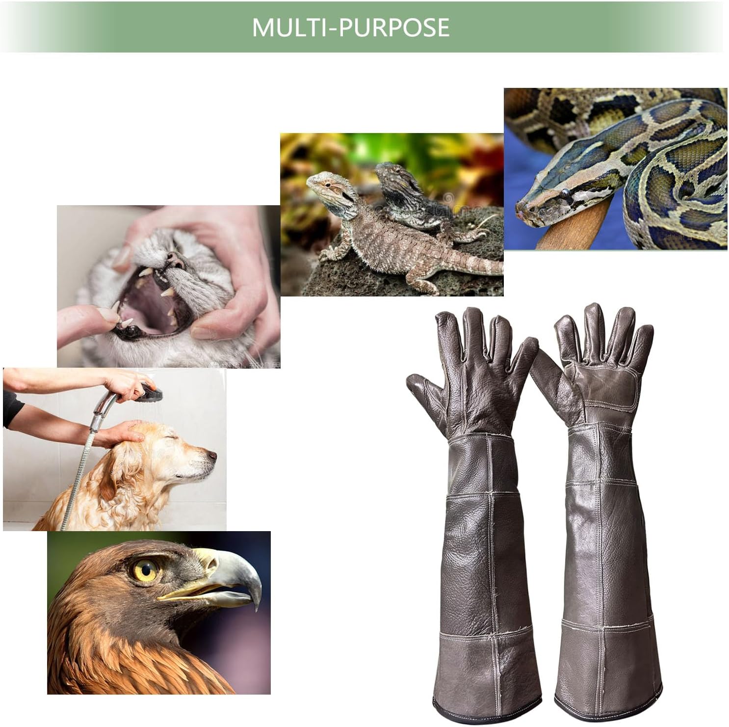 Detalle de FIPASEN Animal Handling Gloves Bite Resistant (60cm) – Durable, Bite-Proof Work Gloves for Pets and Garden Tasks