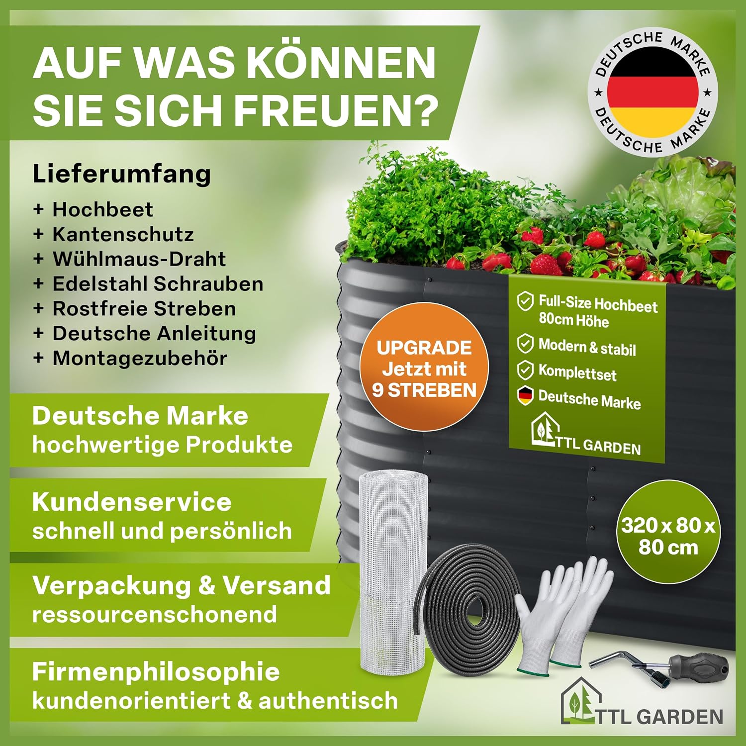 Thumbnail 6 de TTL GARDEN Elegance XL Metall-Hochbeet 320x80x80 cm in Anthrazit (ovale Wellblech-Form)
