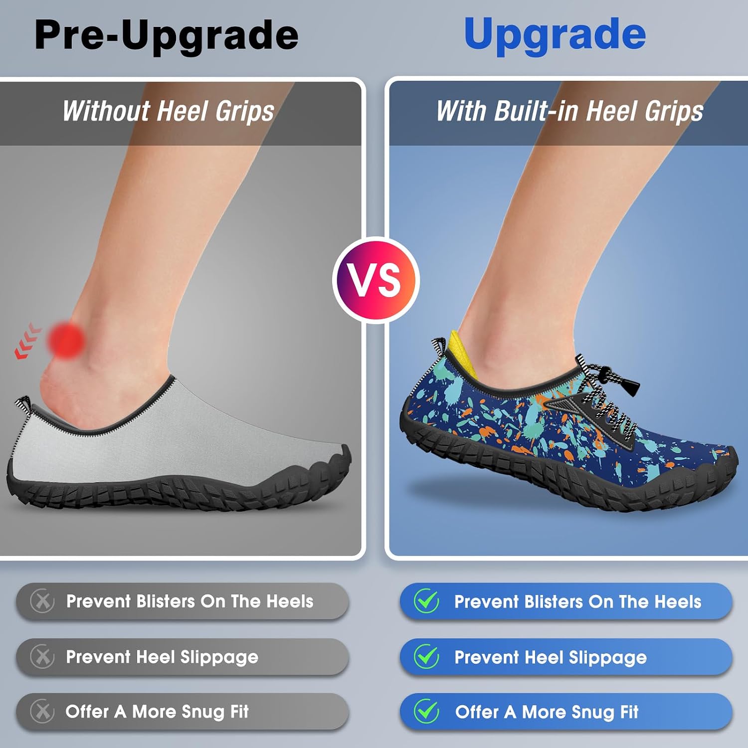 Detalle de Built-in Heel Grips Water Shoes for Kids: All-Terrain Comfort with Wide Toe Box