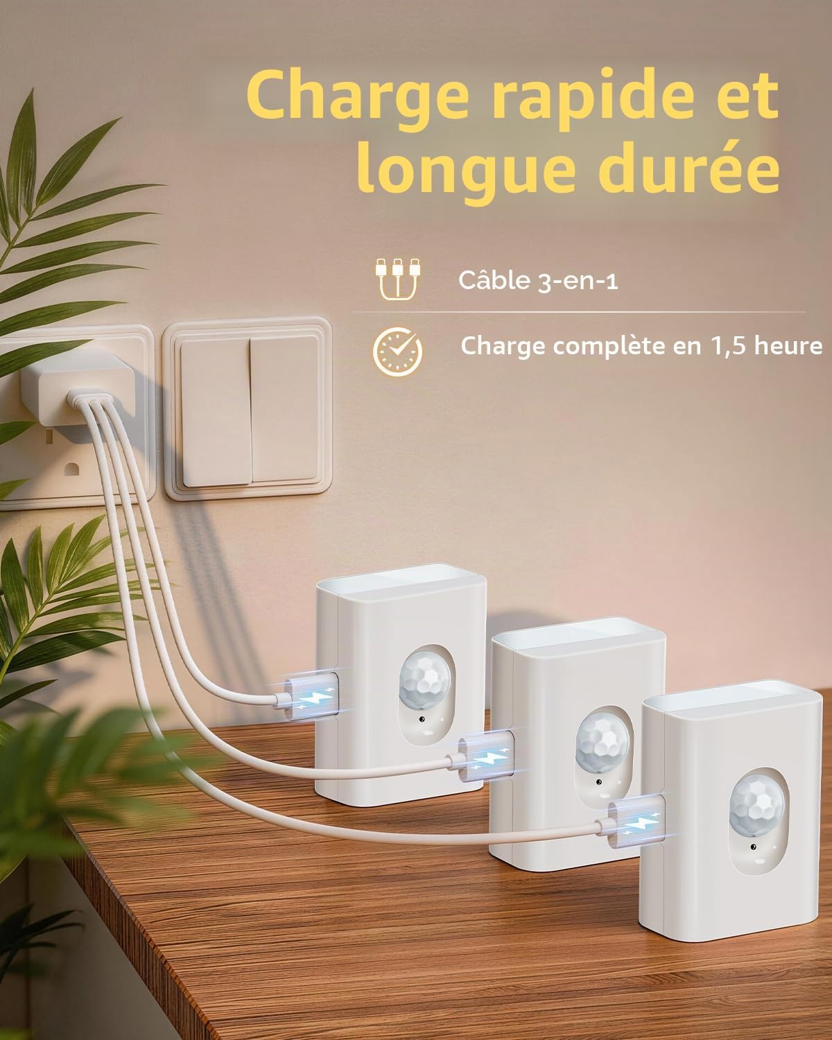 Detalle de WILLED Lampe Escalier LED avec Détecteur de Mouvement – Lot de 8, Veilleuse sans fil à 2700K