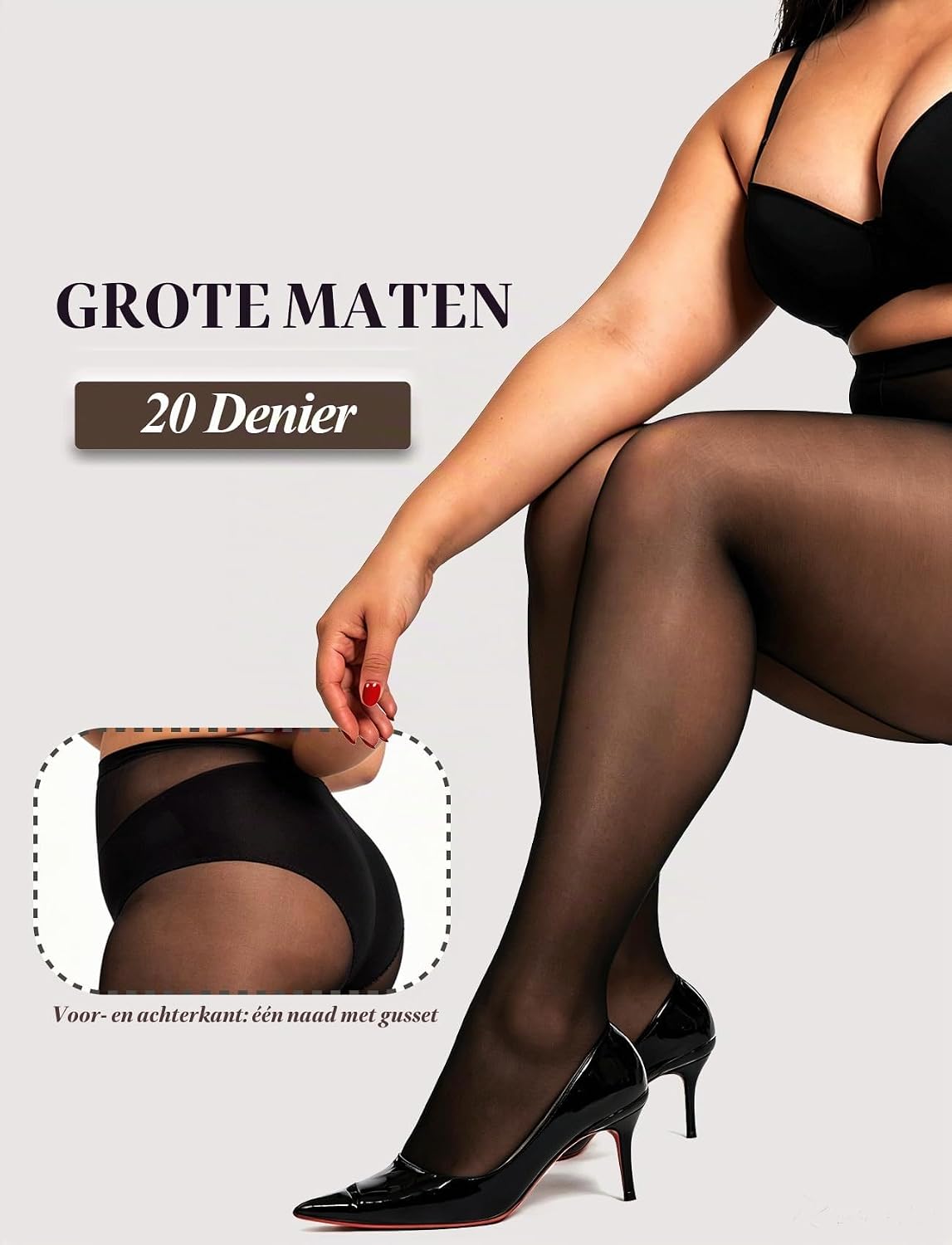 Detalle 2 de DUCMODA Maatje Meer Curvy panty voor dames, 20D transparant, XL-8XL