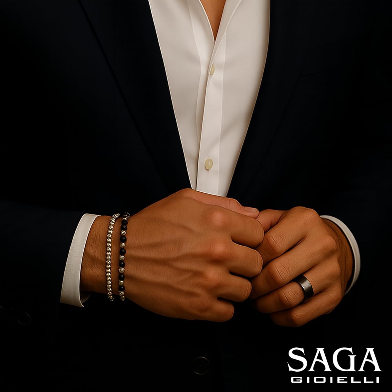 Thumbnail 3 de SAGA GIOIELLI Bracciale Unisex Uomo Donna 18+3 cm in Acciaio con Sfere 4 mm – confezione regalo