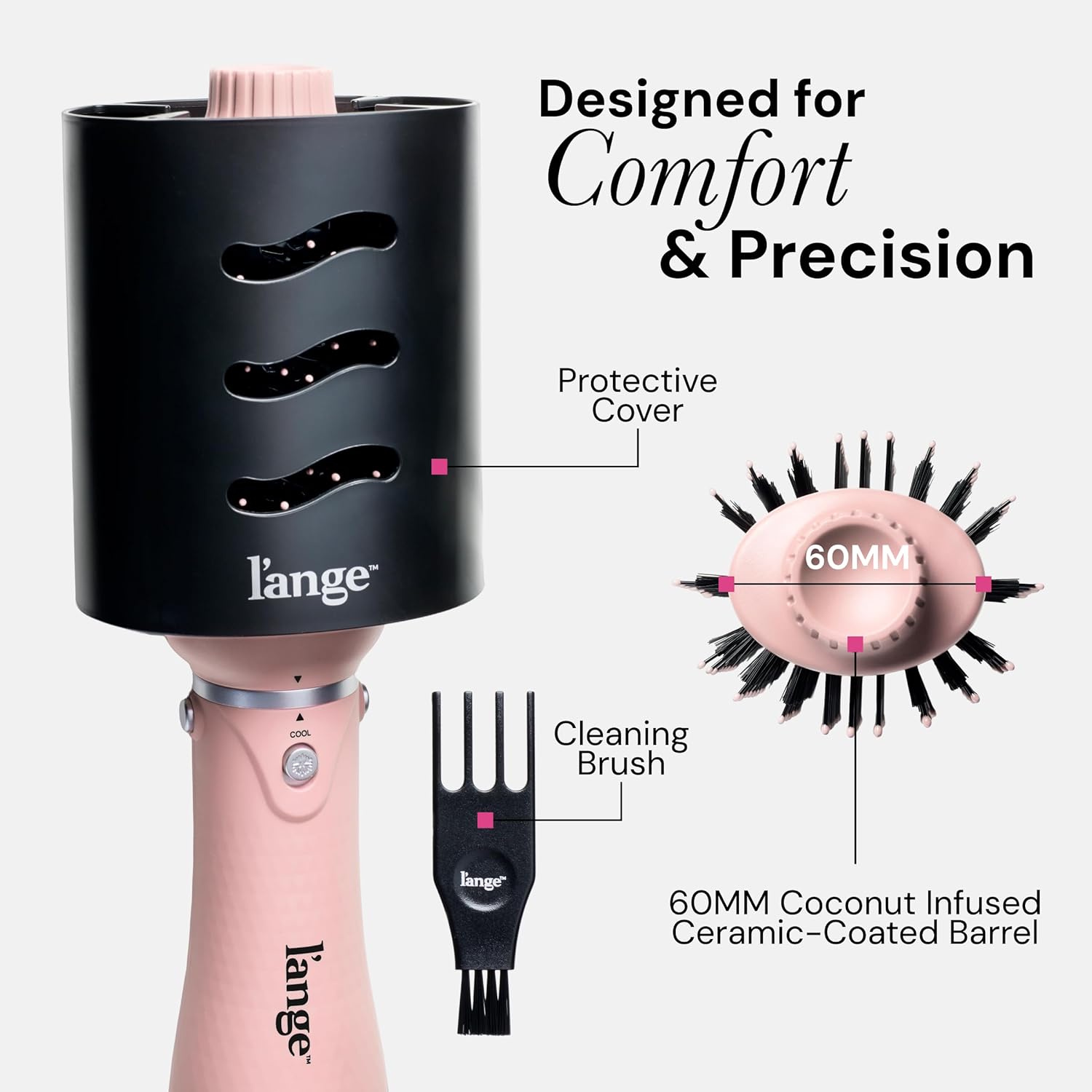 Thumbnail 5 de L’ANGE HAIR VolumeBoost 60mm 2-in-1 Ceramic Volumizing Brush Dryer (Blush) — fast drying blowout styling