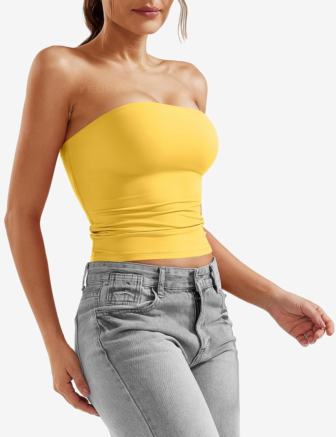 Detalle de YEOREO HWH-YCA1198 Strapless Crop Tube Top, Double-Lined