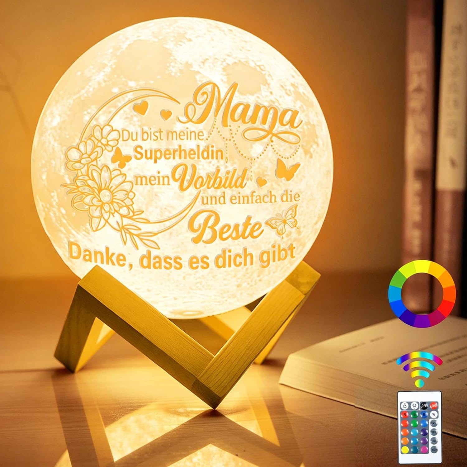 Thumbnail 6 de Sunwuun Mondlampe – personalisiertes Muttertagsgeschenk mit 16 RGB-Farben und 3D-Mondoberfläche