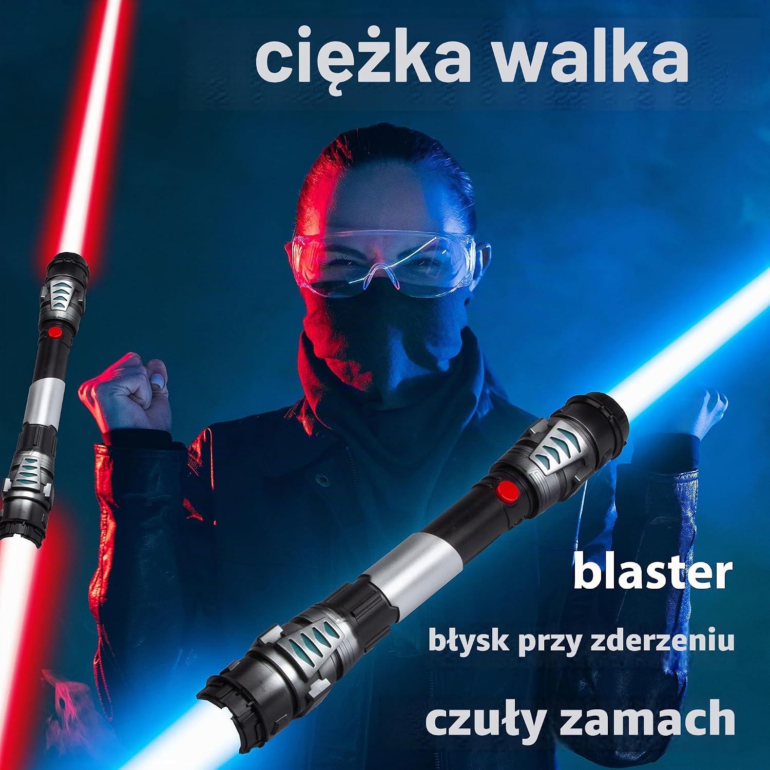 Detalle 1 de GOODS+GADGETS miecz świetlny o podwójnym ostrzu, 138 cm, światło i dźwięk