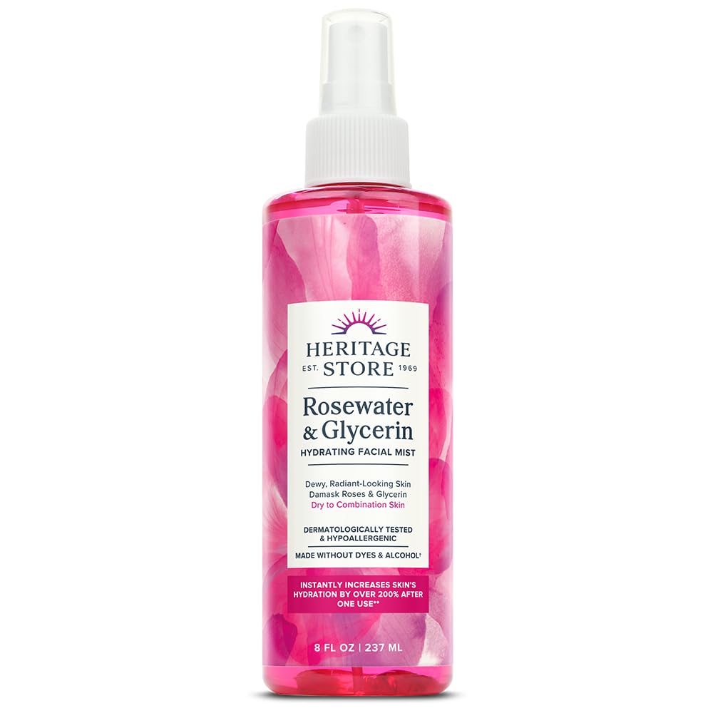 Detalle de HERITAGE STORE 20081 Rosewater & Glycerin Facial Mist, 8 fl oz