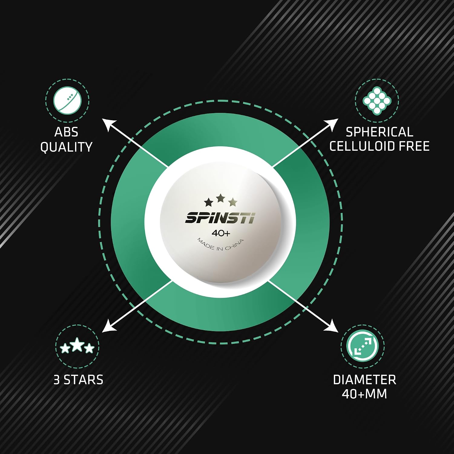 Detalle 2 de SPINSTI Premium Table Tennis Balls 40 mm
