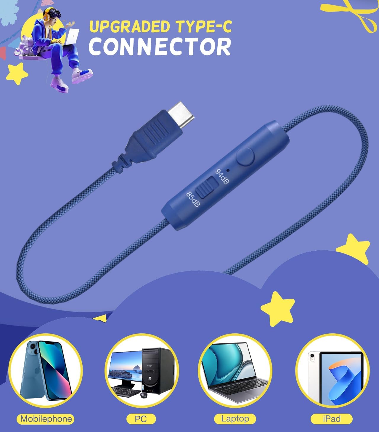 Thumbnail 1 de KONNAO Kinder Kopfhörer Schule USB Typ C 85/94 dB