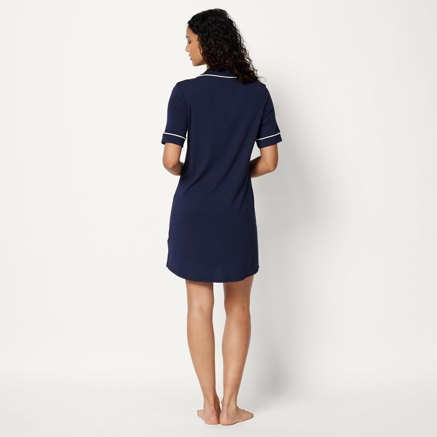 Detalle de Amazon Essentials Women's Modal-Blend Nightgown, Short Sleeve Button-Down