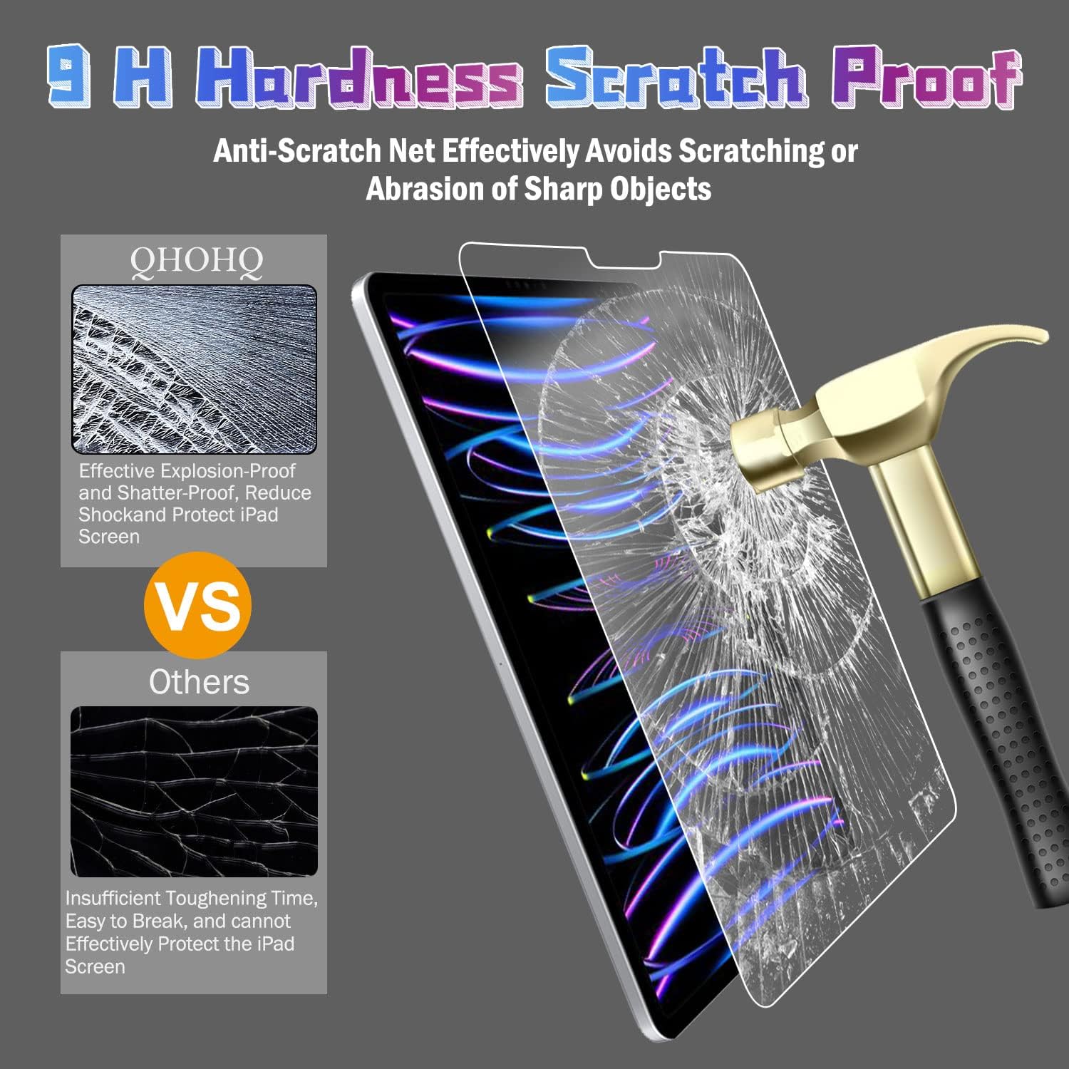 Thumbnail 5 de QHOHQ iPad Pro 11 2022/2021/2020 Tempered Glass Screen Protector, 2+2 Pack