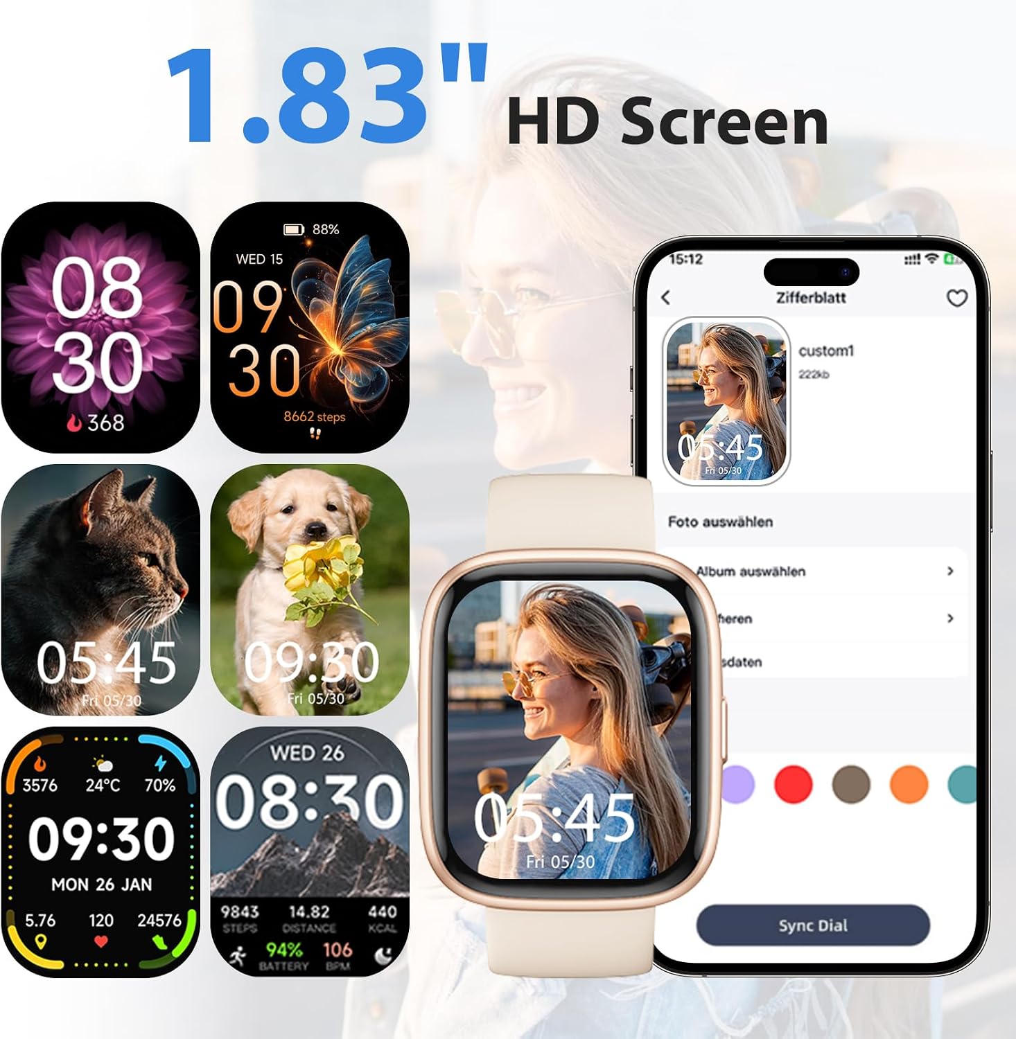 Thumbnail 4 de Alexa Built-in Fitness Tracker 1.83" Smartwatch