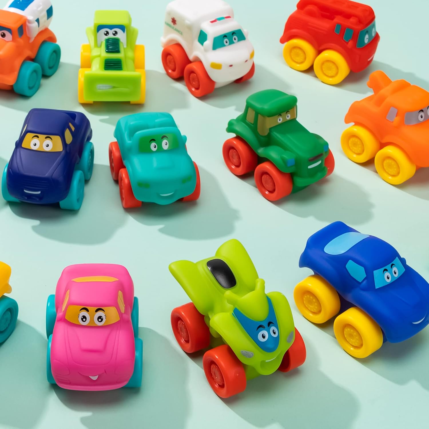 Thumbnail 6 de JOYIN Cartoon Fahrzeug-Set (16-teilig) – Soft Rubber Spielzeugautos für Kleinkinder