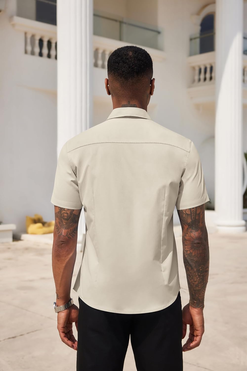Thumbnail 2 de COOFANDY chemise homme manches courtes d’été, couleur unie avec poche (coupe régulière)