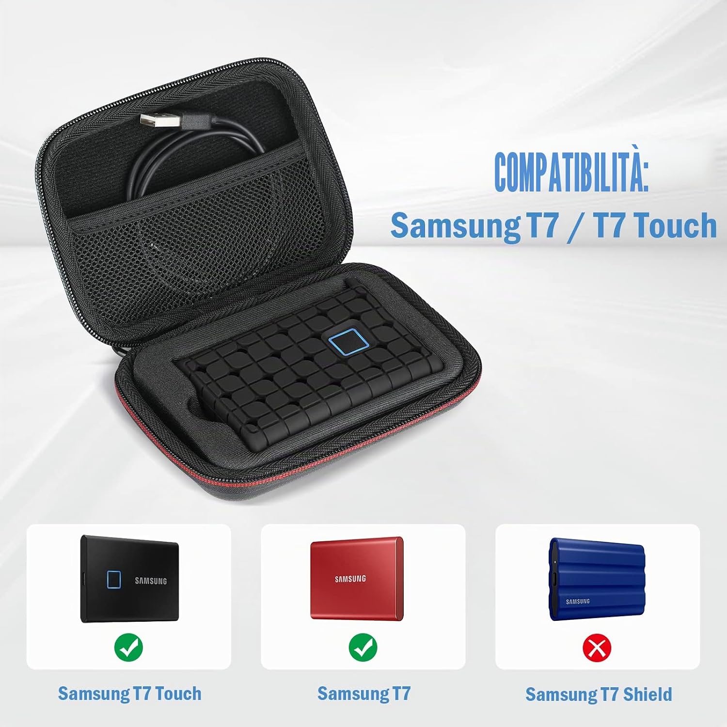 Thumbnail 1 de ProCase Custodia per Samsung T7 / T7 Touch SSD Esterno – EVA rigido, protezione totale per 500 GB / 1 TB / 2 TB