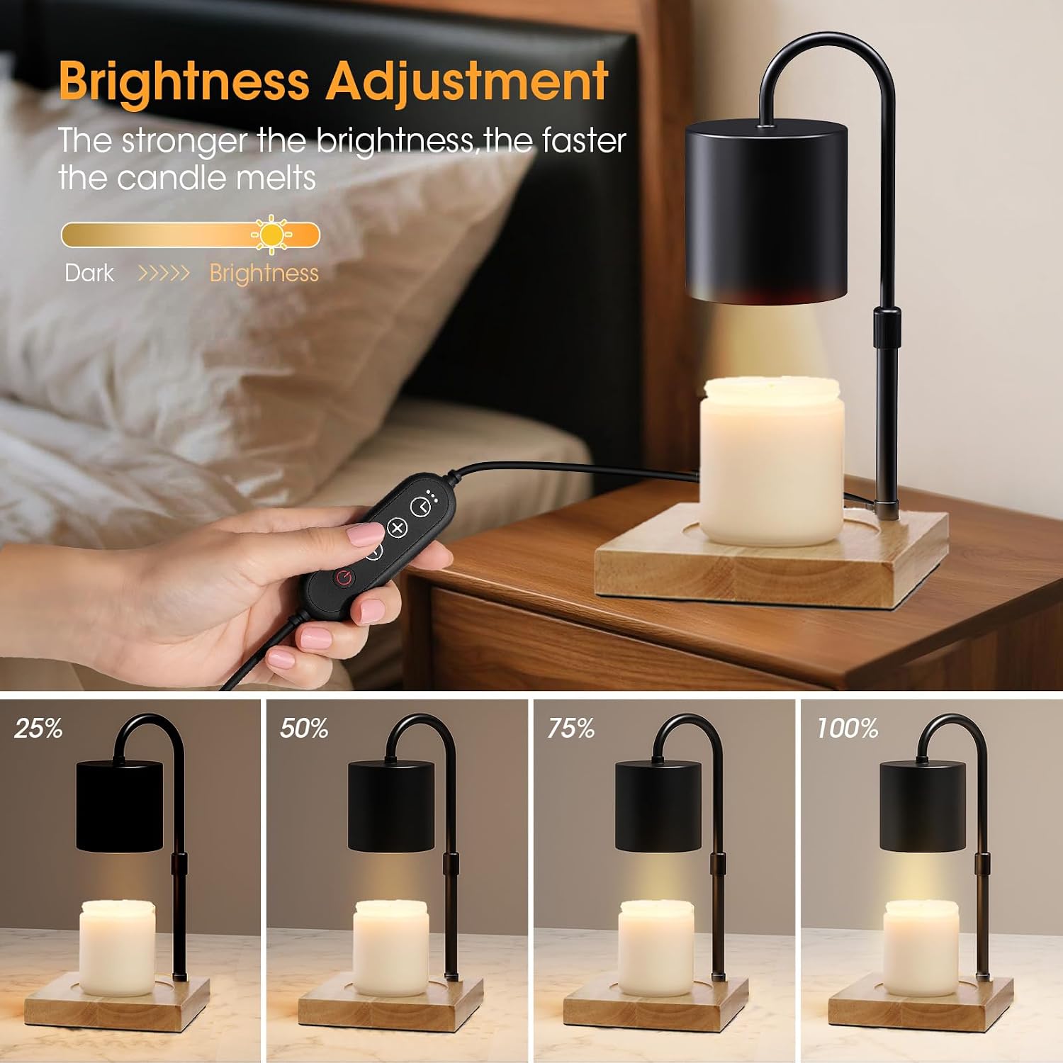 Detalle 2 de MQFORU D03AA001-Y Candle Warmer Lamp with Timer, Dimming and Adjustable Height