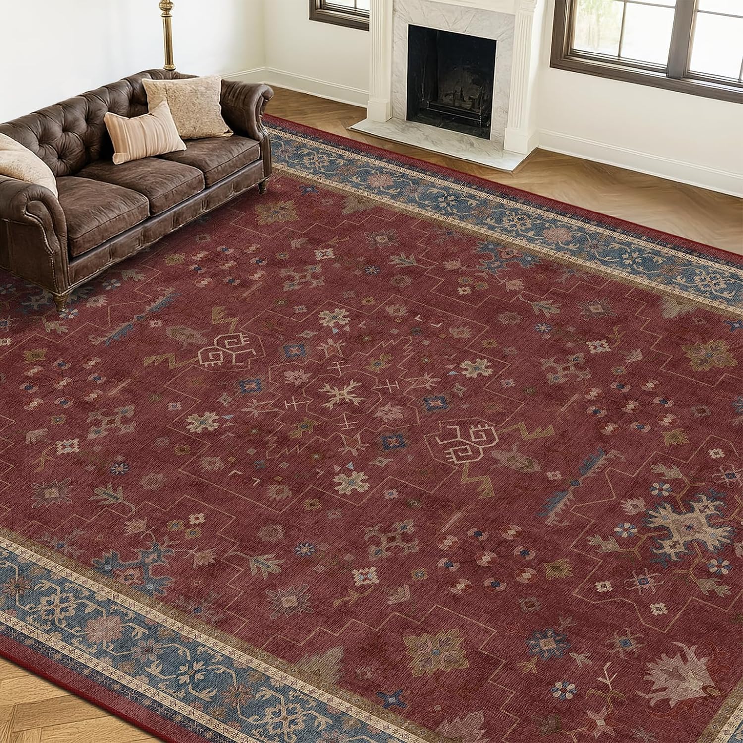 Thumbnail 5 de Hazo Haus Moroccan Rug 10 x 14 in, Dark Red