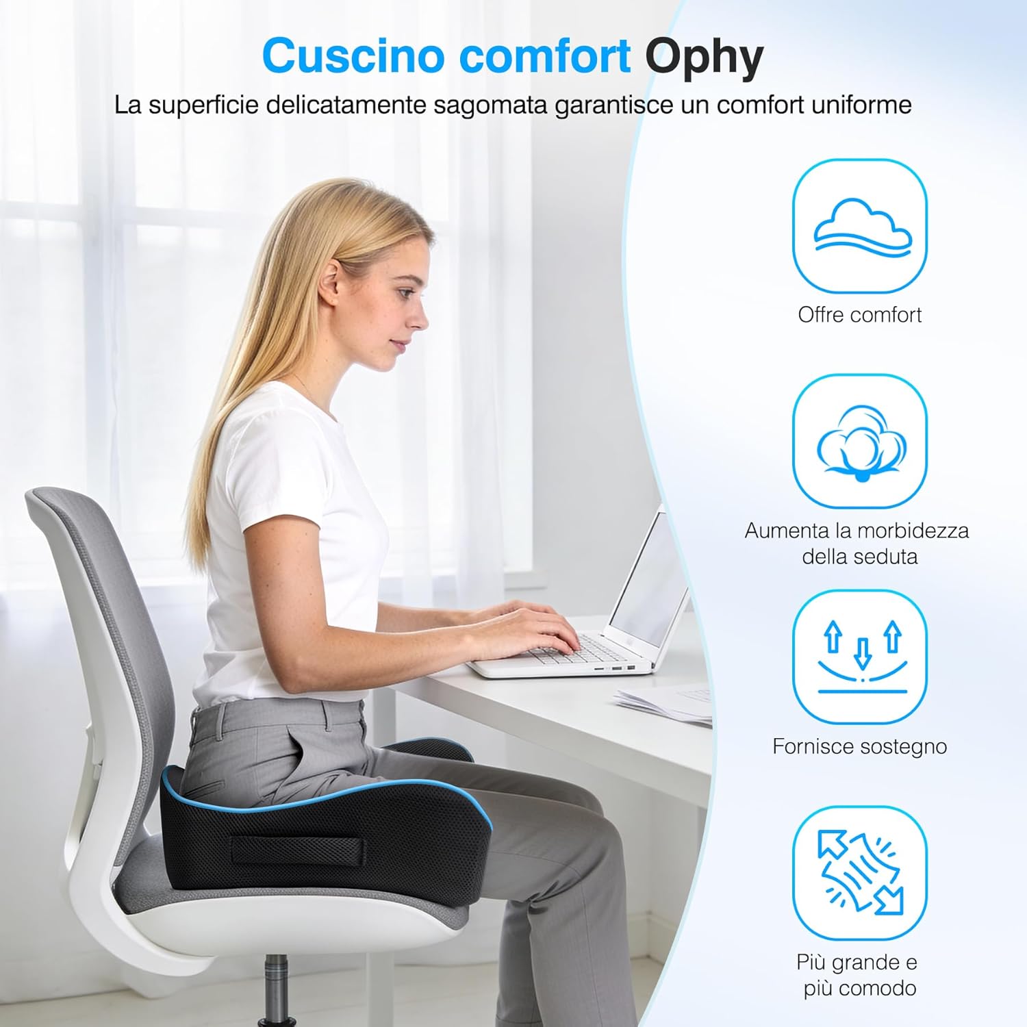 Thumbnail 3 de Ophy Cuscino Sedia – Memory Foam Premium a Forma U, comfort morbido e supporto completo