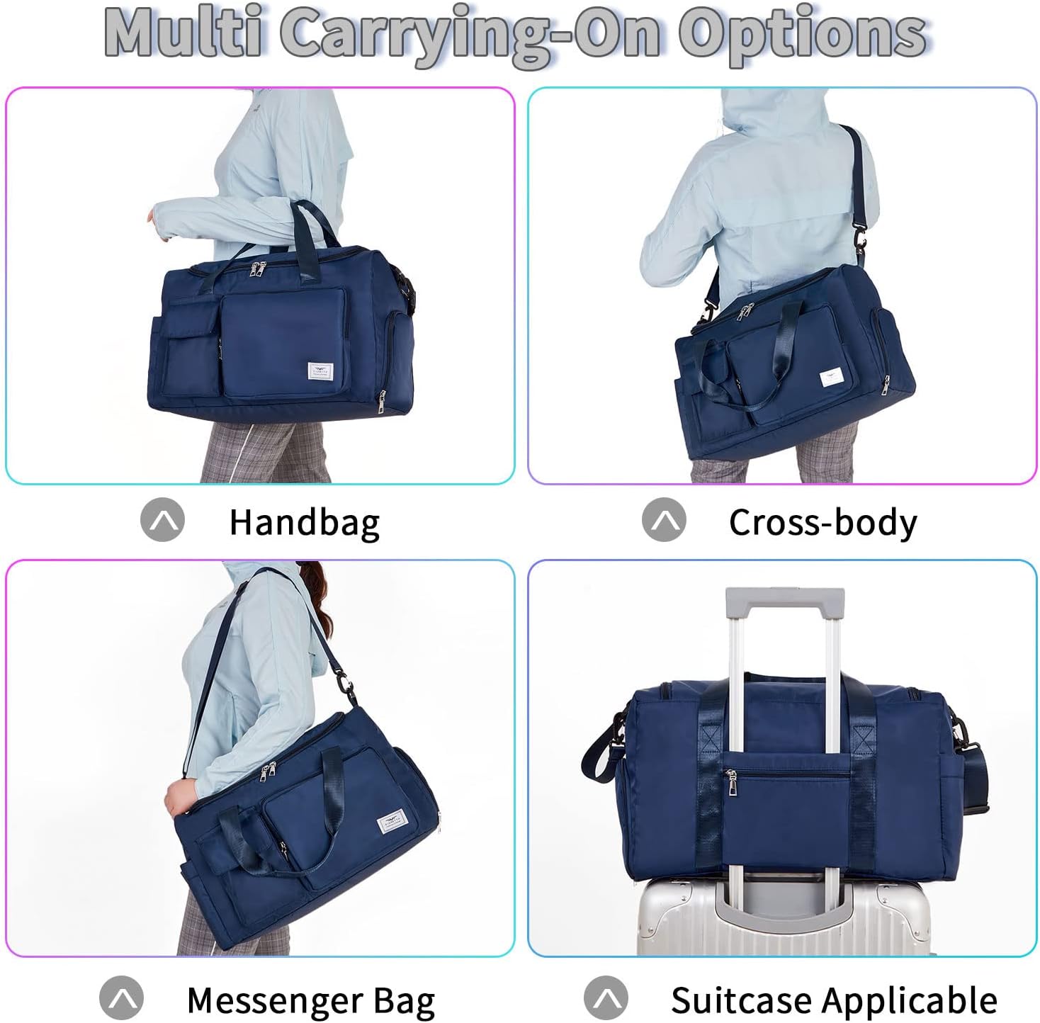 Detalle de FIORETTO Gym Bag with Wet Pocket and Shoe Compartment – 30L, Foldable & Water-Resistant