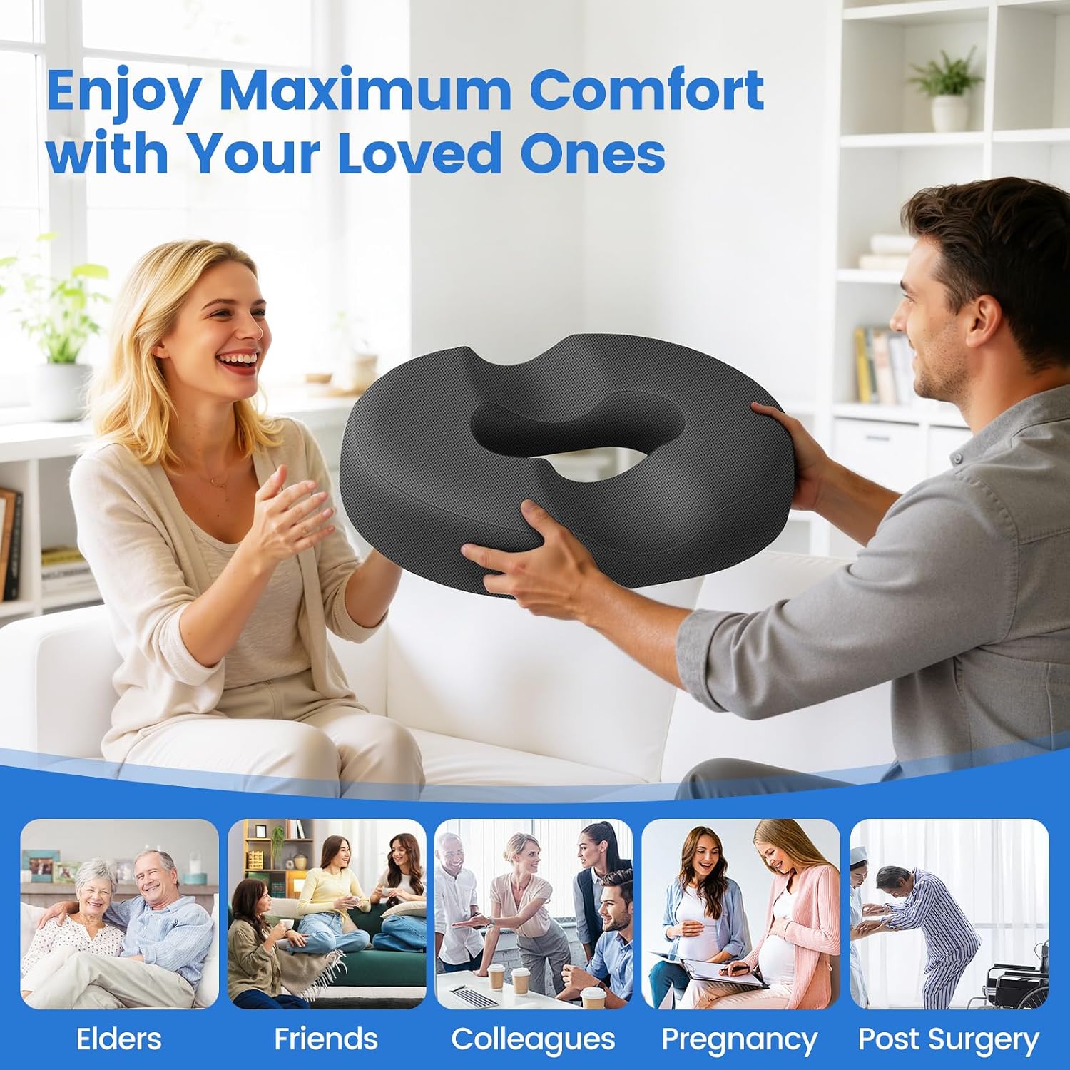 Thumbnail 6 de DailyCuddles Donut Seat Cushion with Cooling Gel Memory Foam