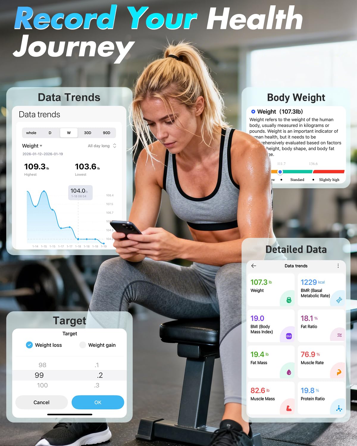 Thumbnail 2 de INSMART Scales for Body Weight: Digital Smart Bathroom Scale with 16 Body Composition Metrics