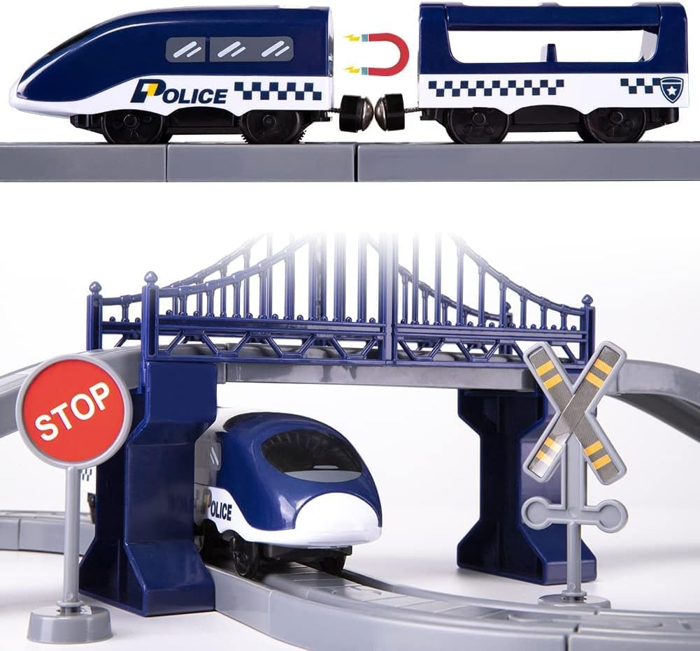 Detalle de LZDMY Train Électrique pour Enfant – Ensemble de Circuit avec 66 Accessoires (Bleu Train)
