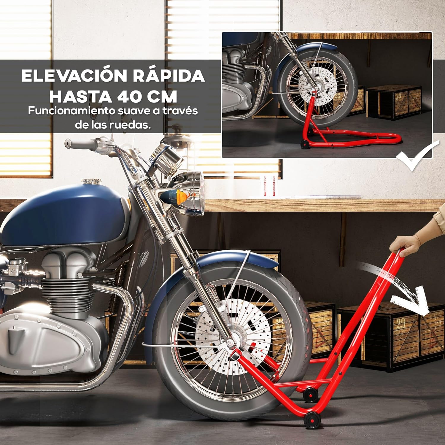 Thumbnail 3 de HOMCOM Caballete de Moto Soporte Posterior Universal 80x50x40 cm