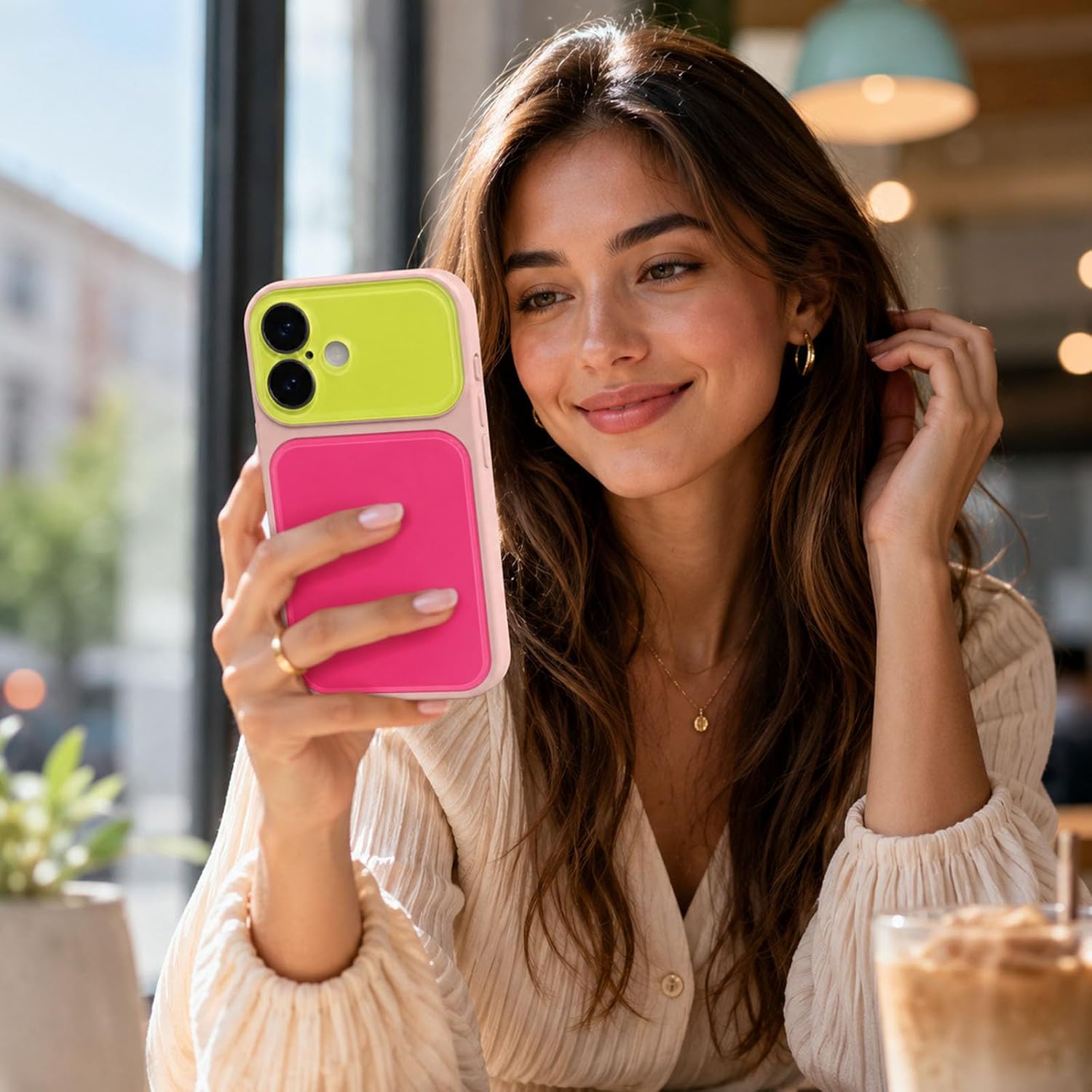 Thumbnail 5 de EKELYVIA iPhone 17 Case, Pink TPU with Contrast Colors and Raised Bezels
