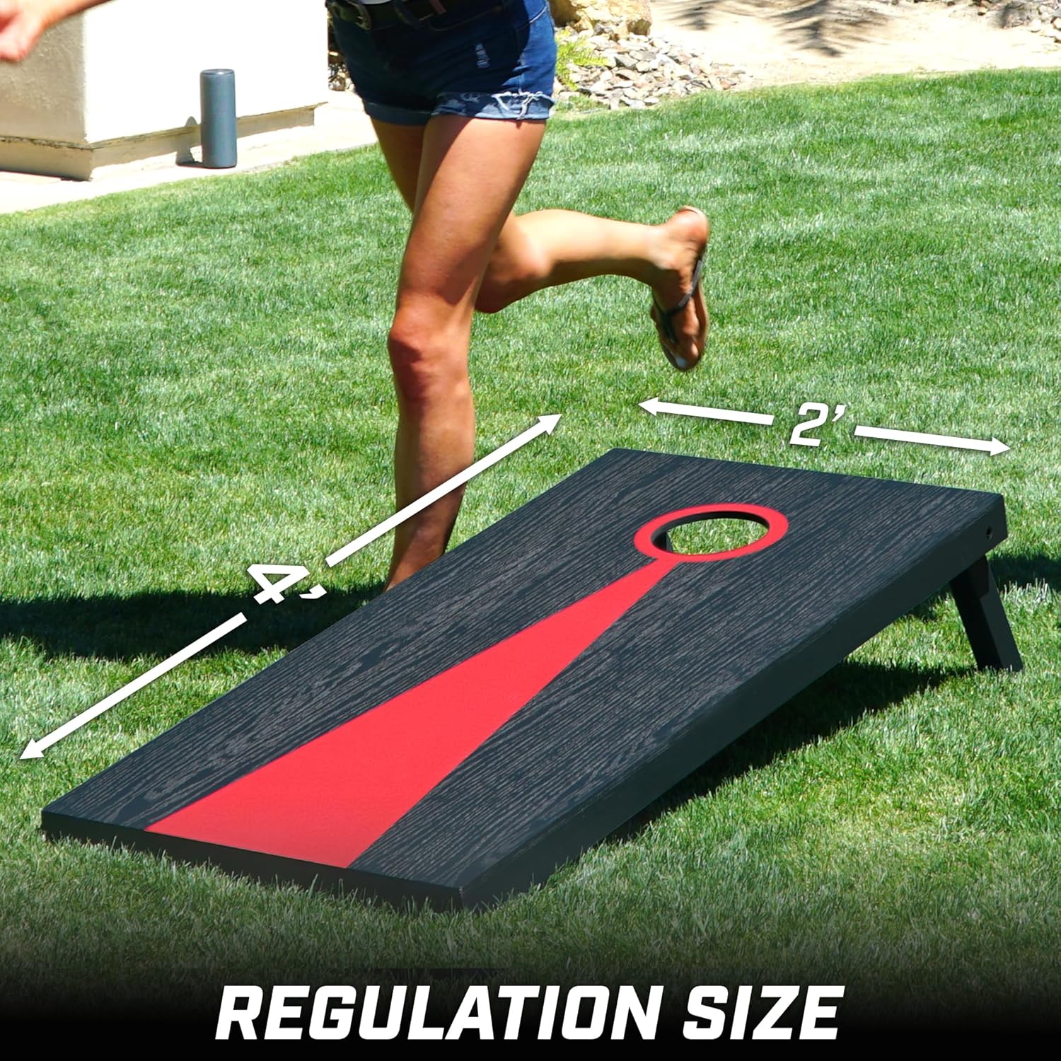 Thumbnail 2 de GoSports Ensemble de Cornhole Classique – 2 planches, 8 poufs et mallette de transport