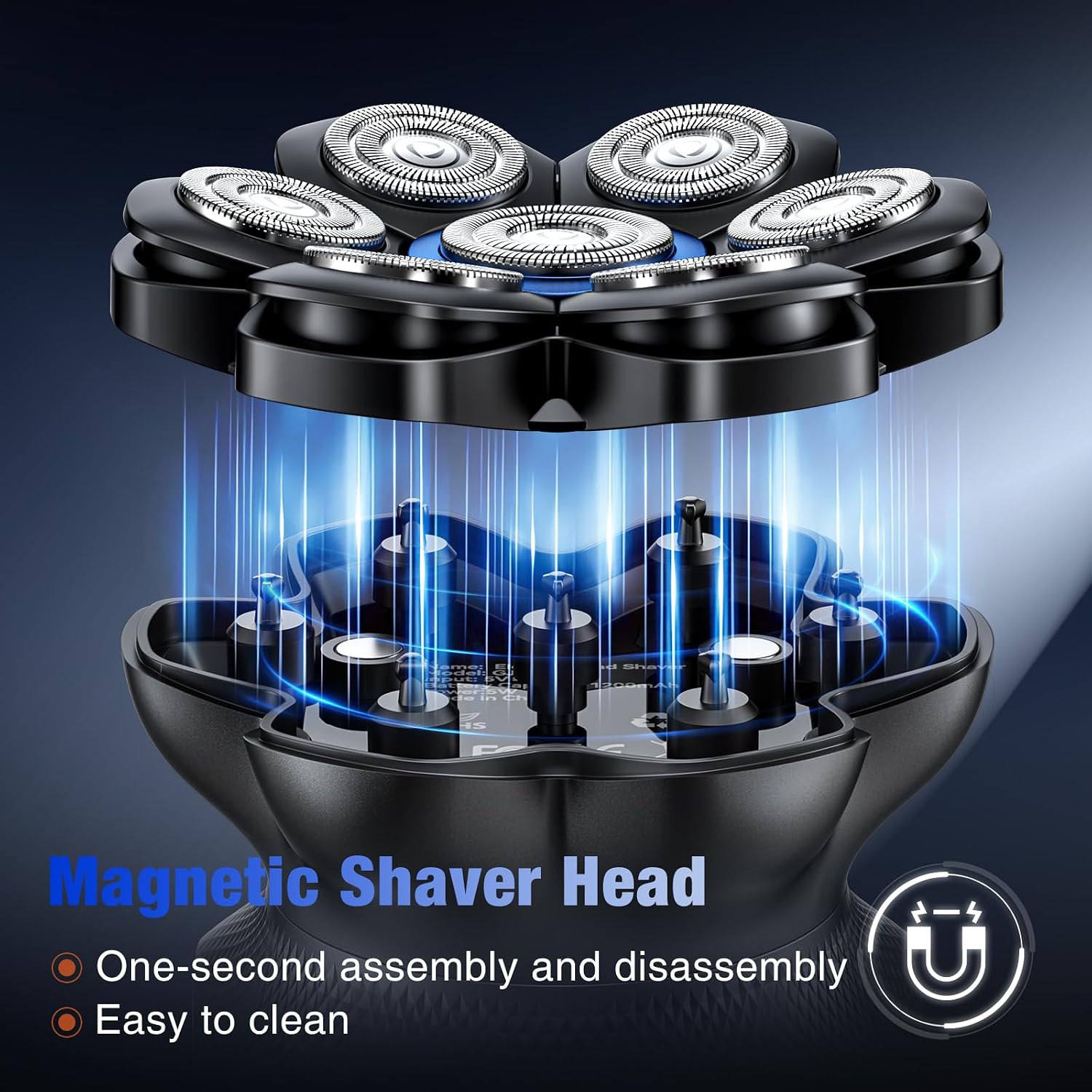 Detalle de Kensen 7D Head Shavers for Bald Men – USB-C, Wet & Dry Rotary Shaver