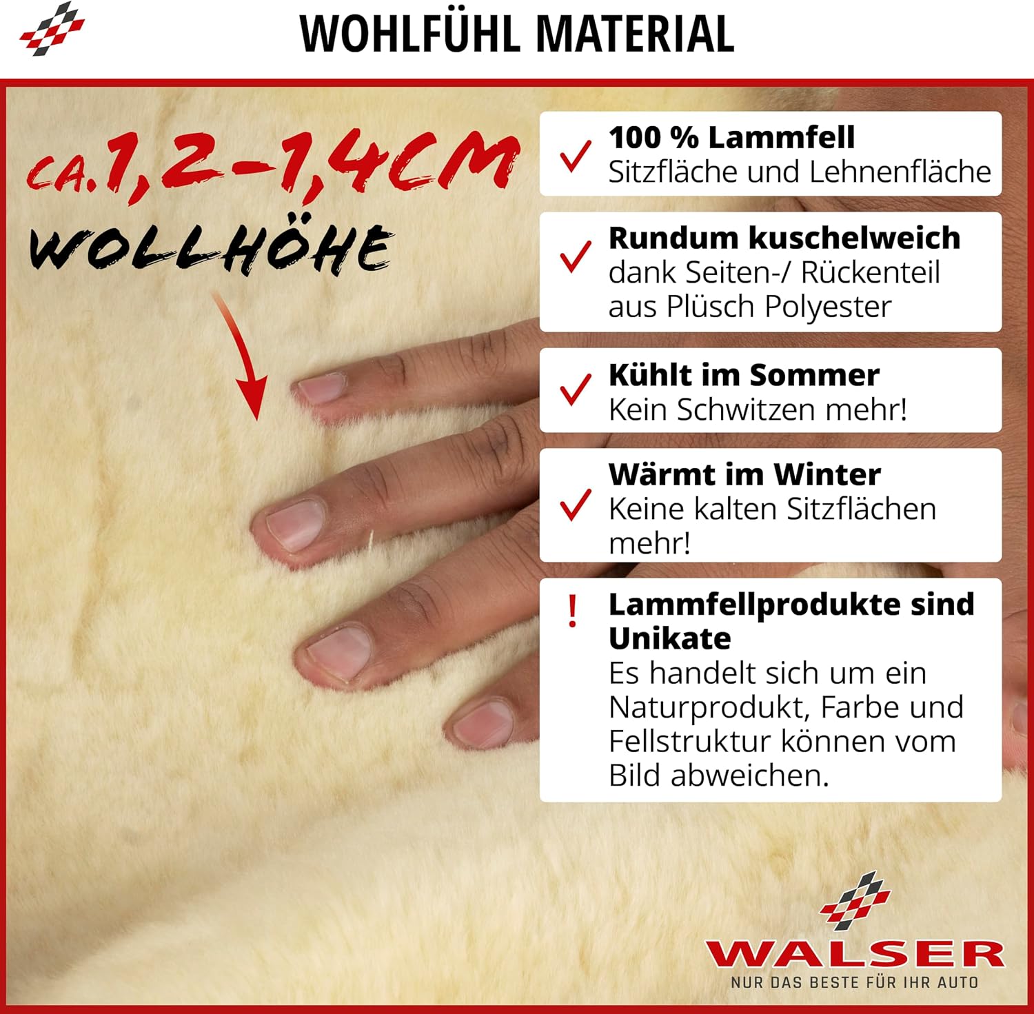 Detalle de Walser Trish Lammfell Sitzbezug 1 Stück