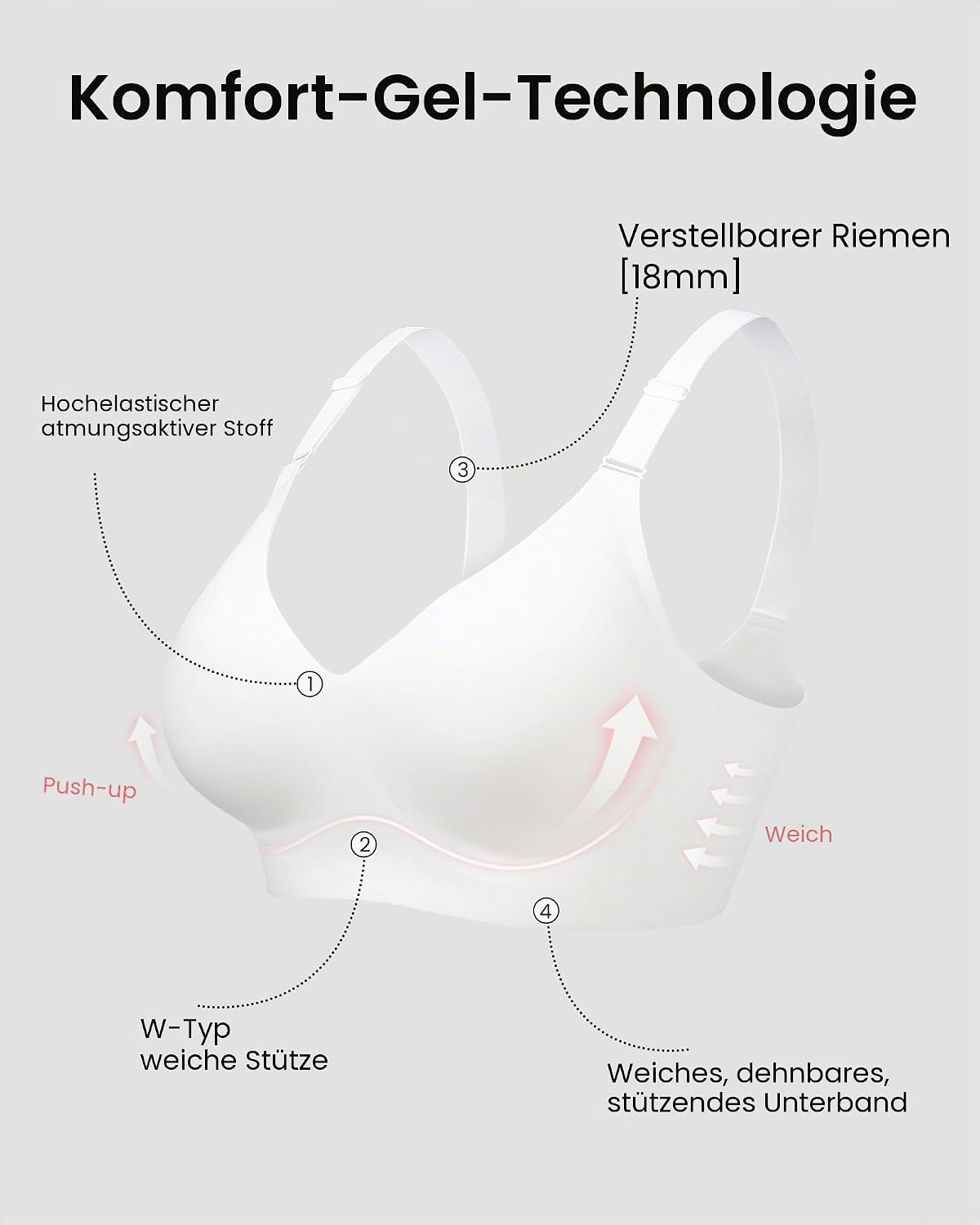 Detalle de HORISUN Bequemer Nahtloser BH ohne Bügel mit kompletter Abdeckung für Damen