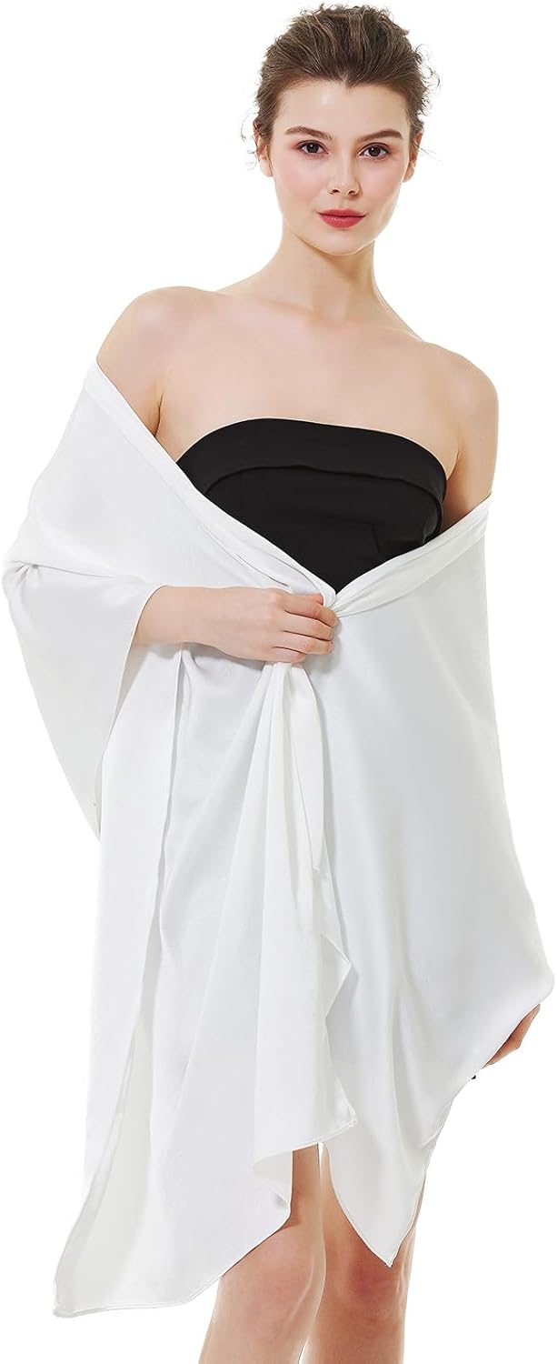 Thumbnail 6 de BEAUTELICATE Satin Shawl Wrap: Luxurious Double-Sided Pashmina 200 x 70 cm