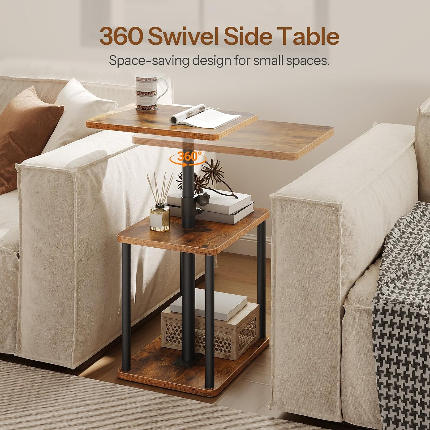 Detalle de HOOBRO Rotating End Table BF239BZ01