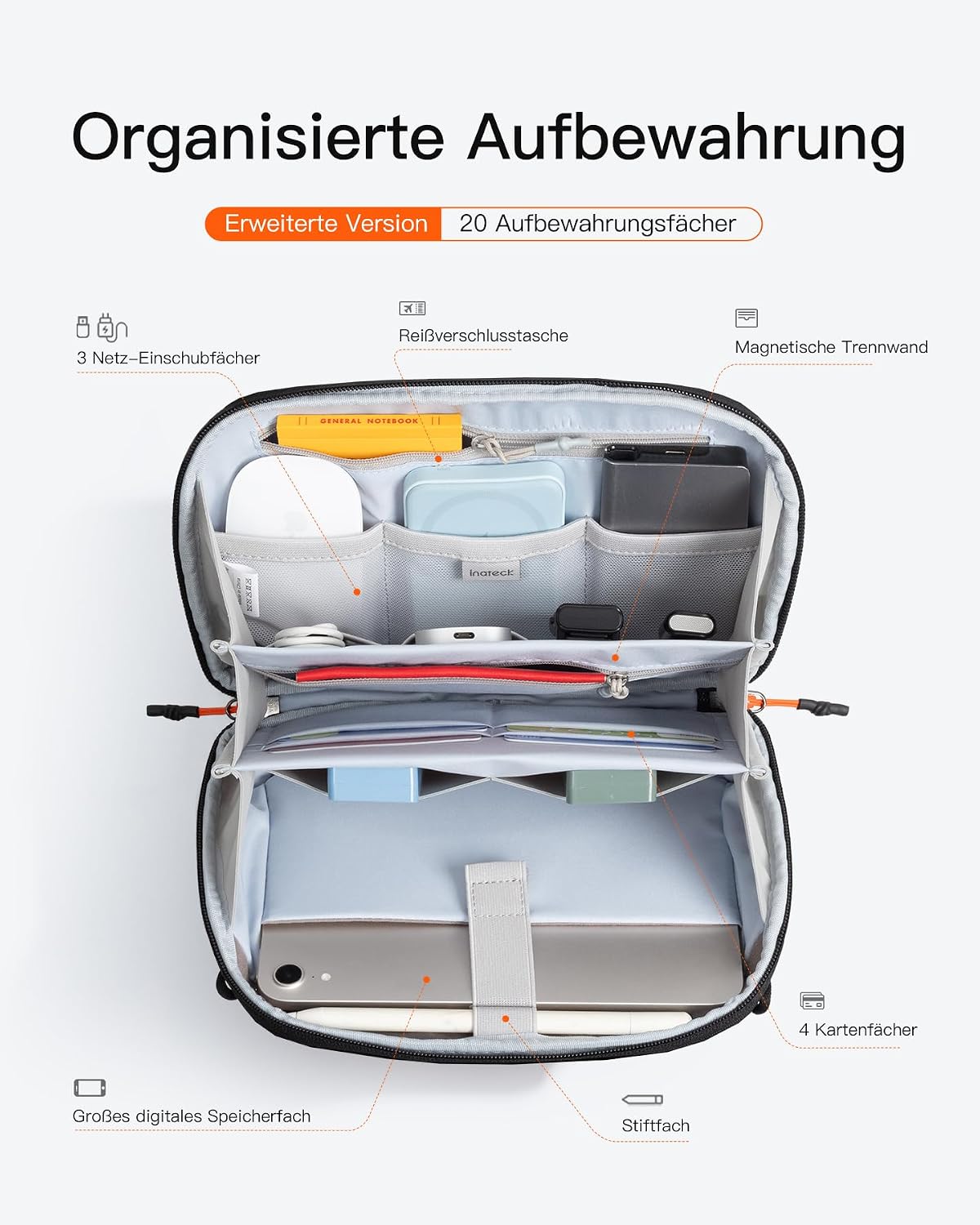 Detalle 2 de Inateck Organizer für Elektronisches Zubehör