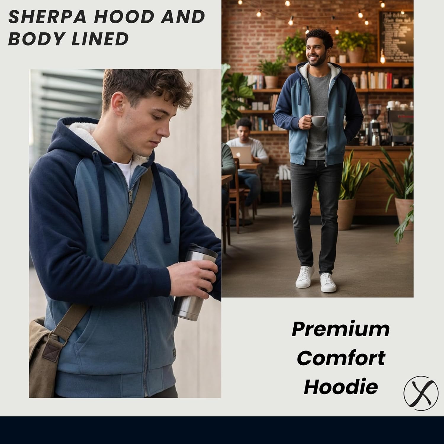 Thumbnail 6 de Xact Men’s Sherpa-Lined Full Zip Hoodie Jacket – Regular Fit Winter Layer