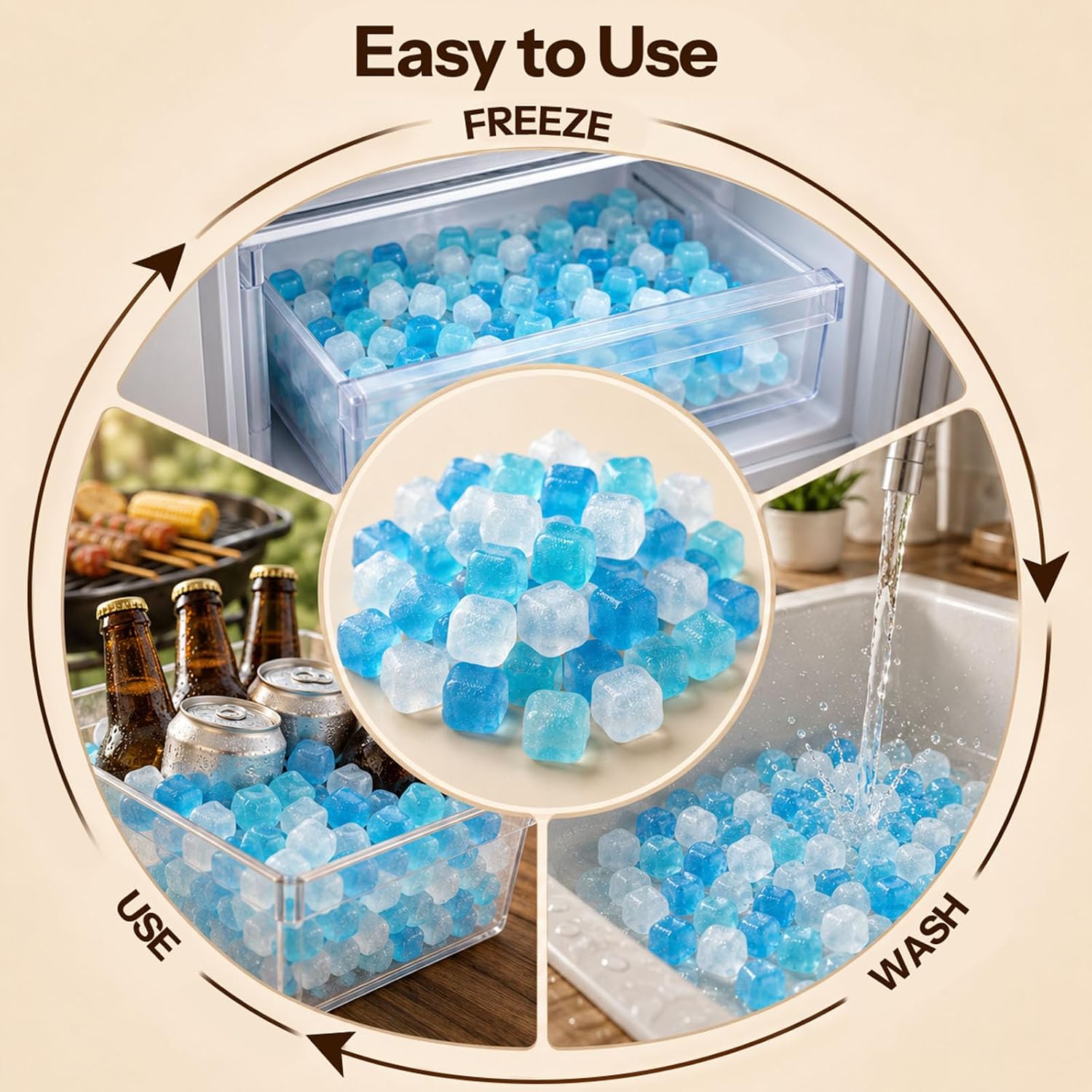 Thumbnail 6 de JueYiWFZH JY-IC-FK-600 Reusable Ice Cubes, 800 Count, 1-Inch Blue