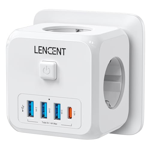 LENCENT Cubo Enchufe USB 7 en 1 4000W