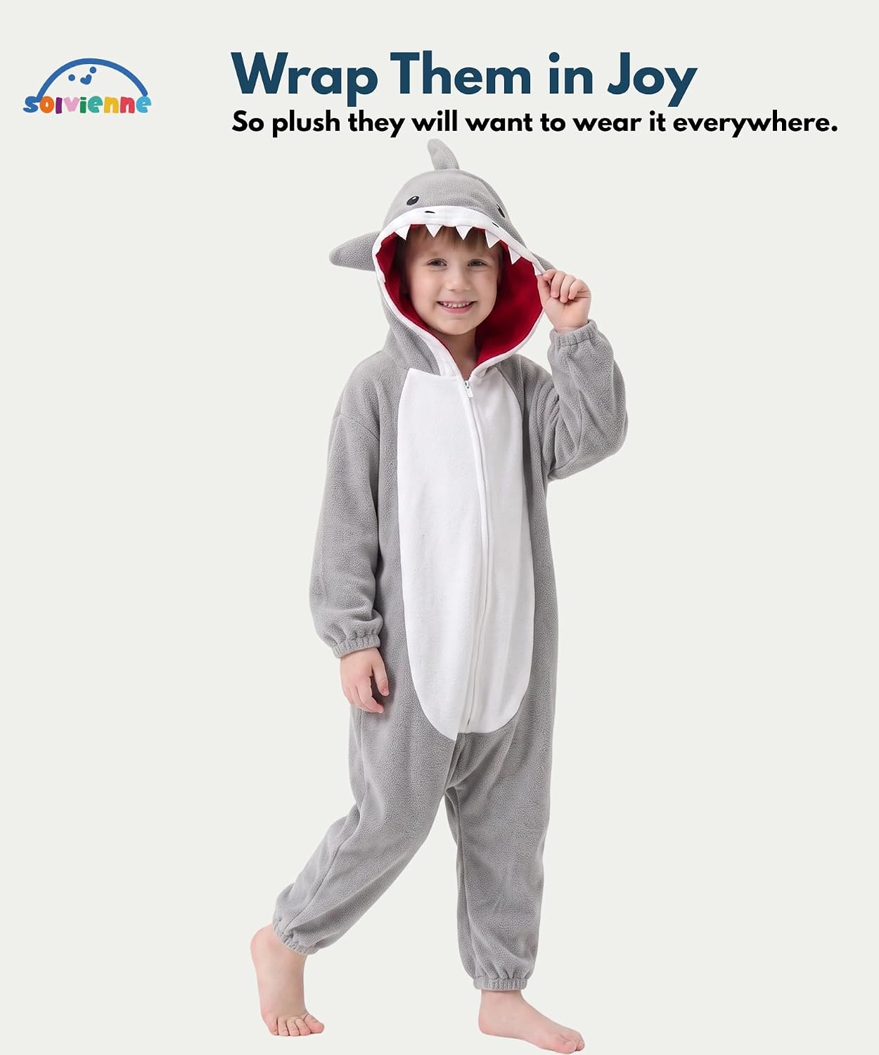 Detalle 2 de Solvienne Kids Plush Halloween Onesie with Zip Front and Pockets