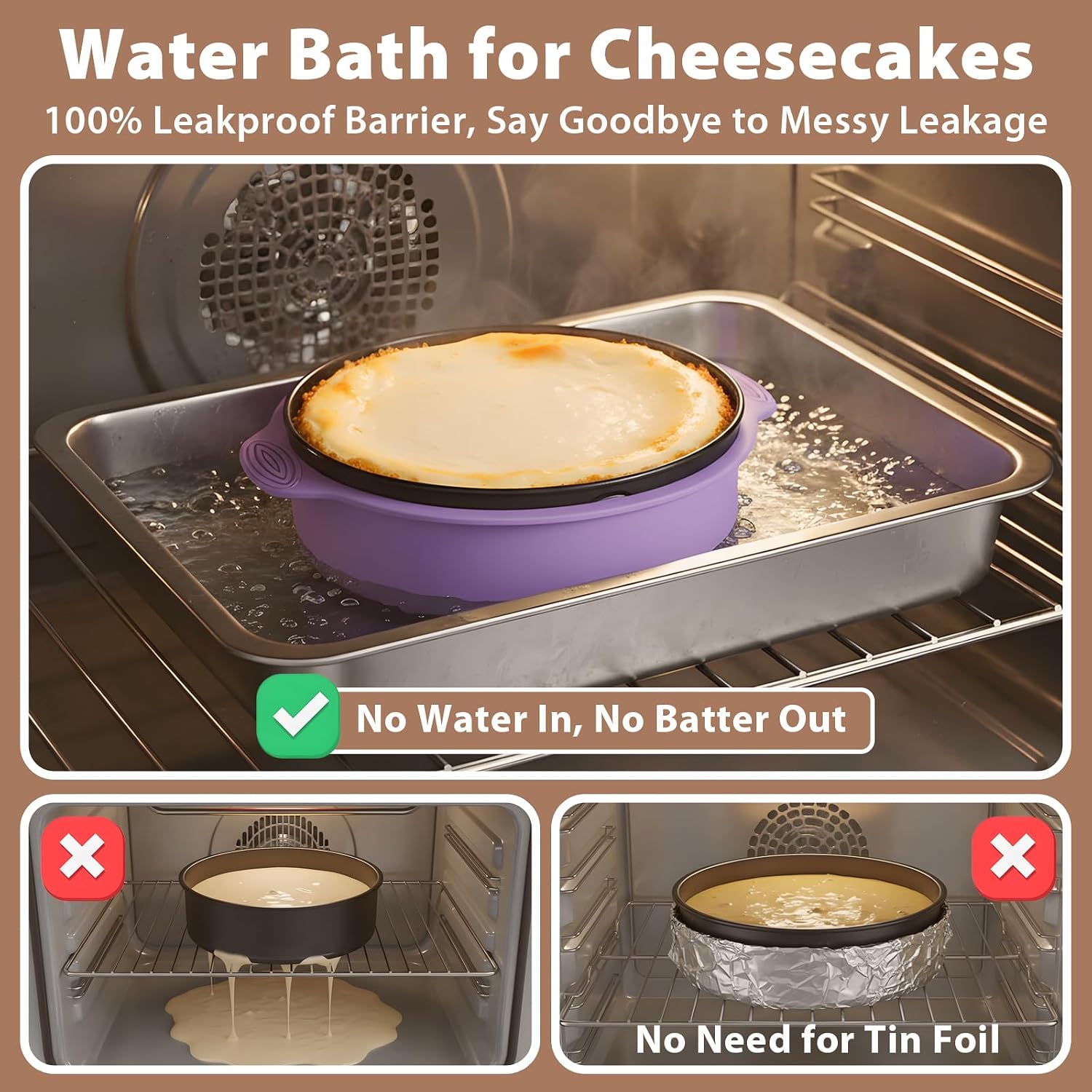 Detalle de 9-Inch Nonstick Springform Cheesecake Pan Set with Silicone Protector and 50 Parchment Liners