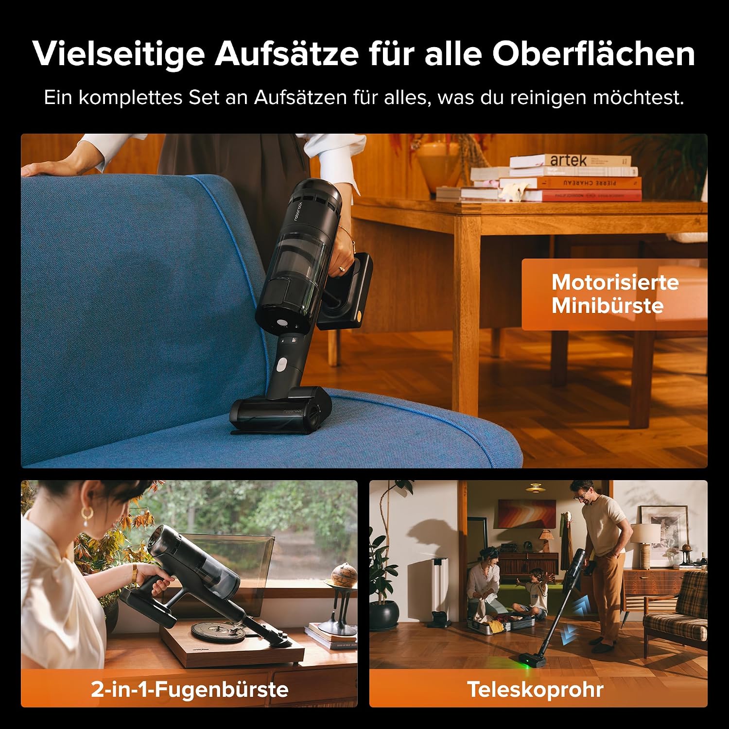 Detalle de roborock H60 Hub Ultra Akku-Staubsauger mit Absaugstation – 210 AW, 90 Minuten Laufzeit