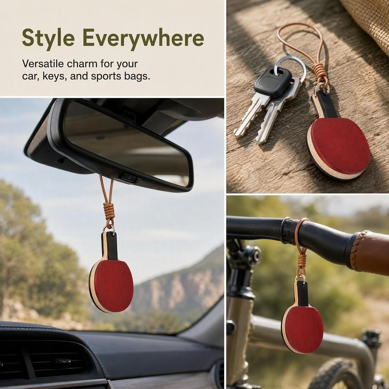 Detalle 1 de Sunking Mini Ping Pong Paddle Charm, Horizontal Grip