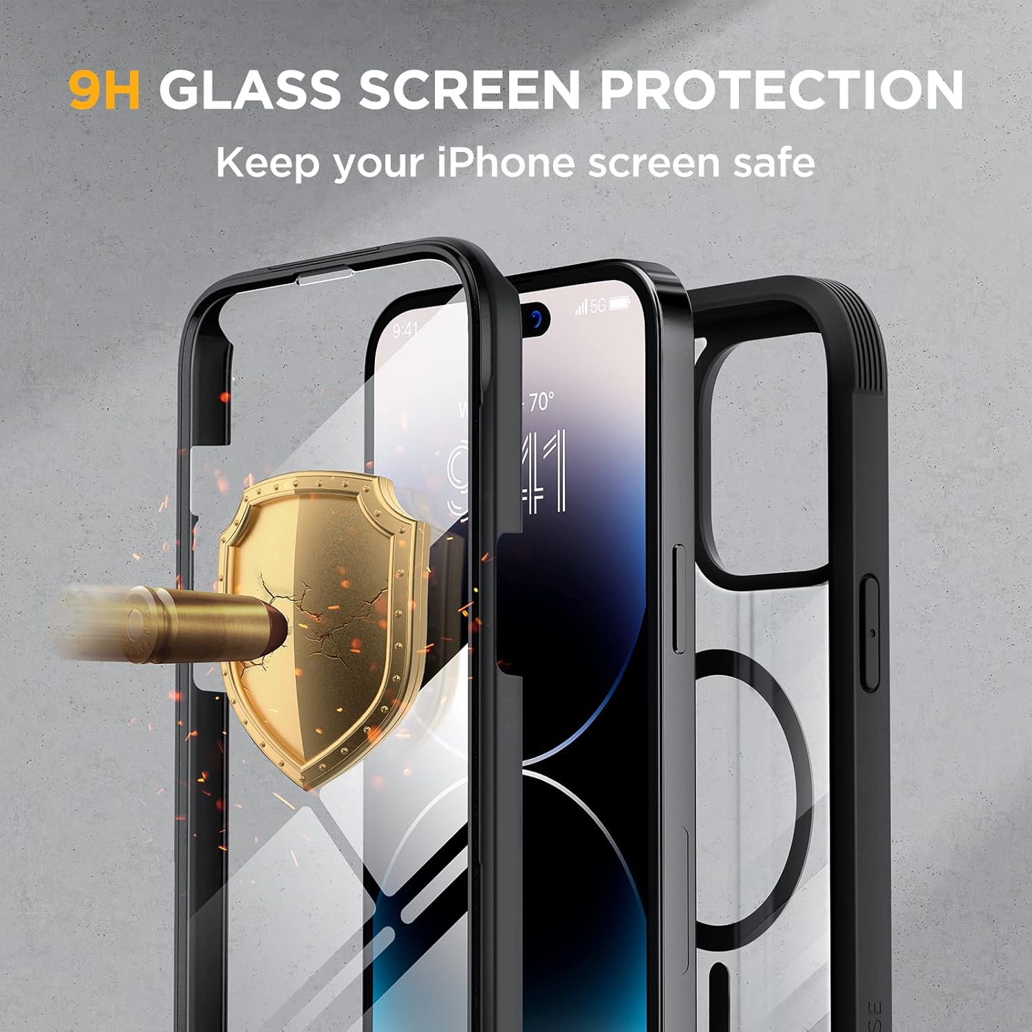 Thumbnail 4 de Miracase Magnetic for iPhone 14 Pro Case with Built-in 9H Glass Screen & Camera Protectors