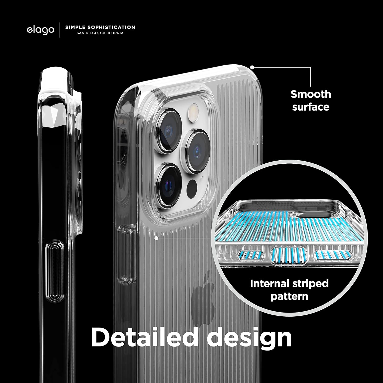 Detalle de elago Urban Clear custodia trasparente per iPhone 14 Pro (6,1") anti-ingiallimento, TPU ibrido e antiurto